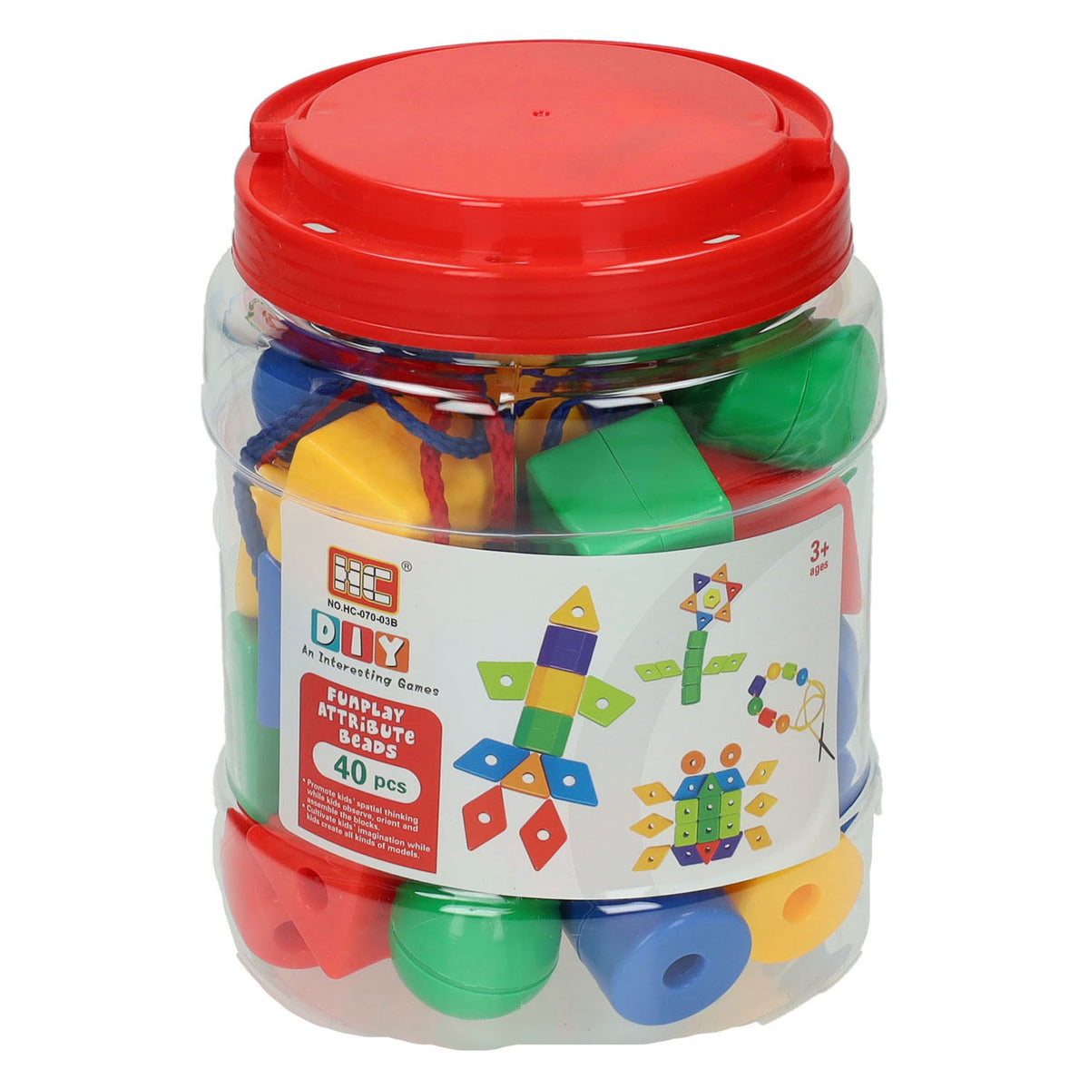 Grosses perles à enfiler en boîte, 40 pcs.
