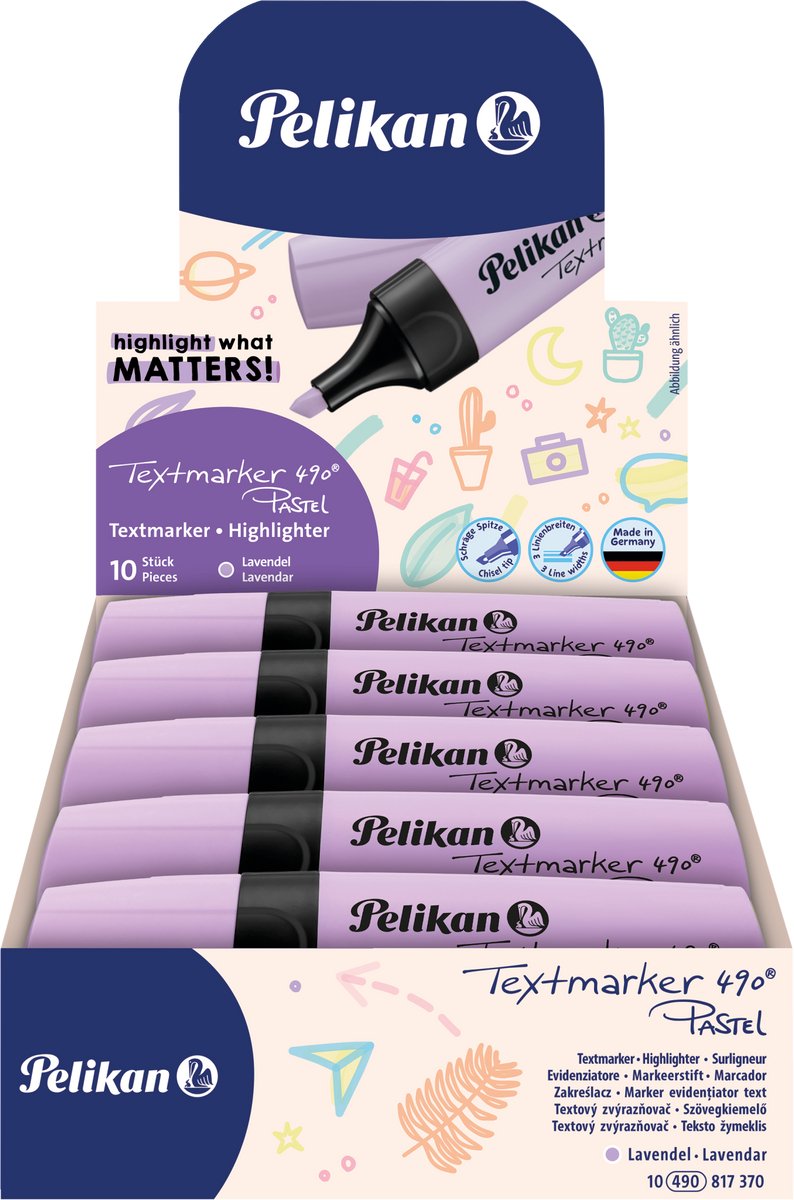 Pelikan text marker 490 - highlighter - pastel purple - 10 pieces