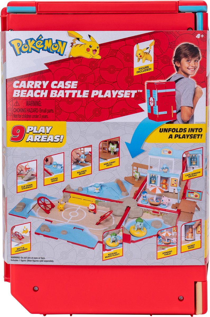 Jazwares Pokémon - coffret de jeu de plage de combat avec étui de transport