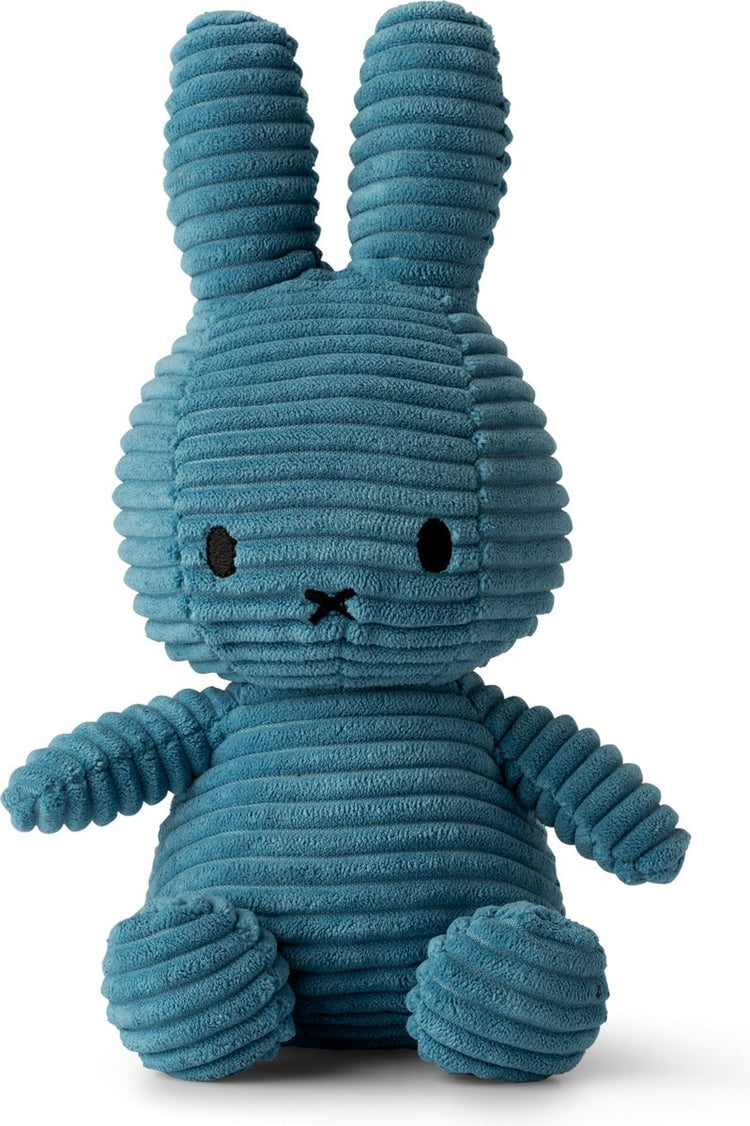 Bon ton toys Miffy - velours côtelé écologique bleu aviateur - 23 cm - 9