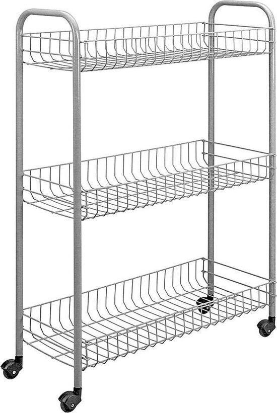 Metaltex Metaltex salle de bain - chariot de cuisine Slim 84x56cm en acier argent