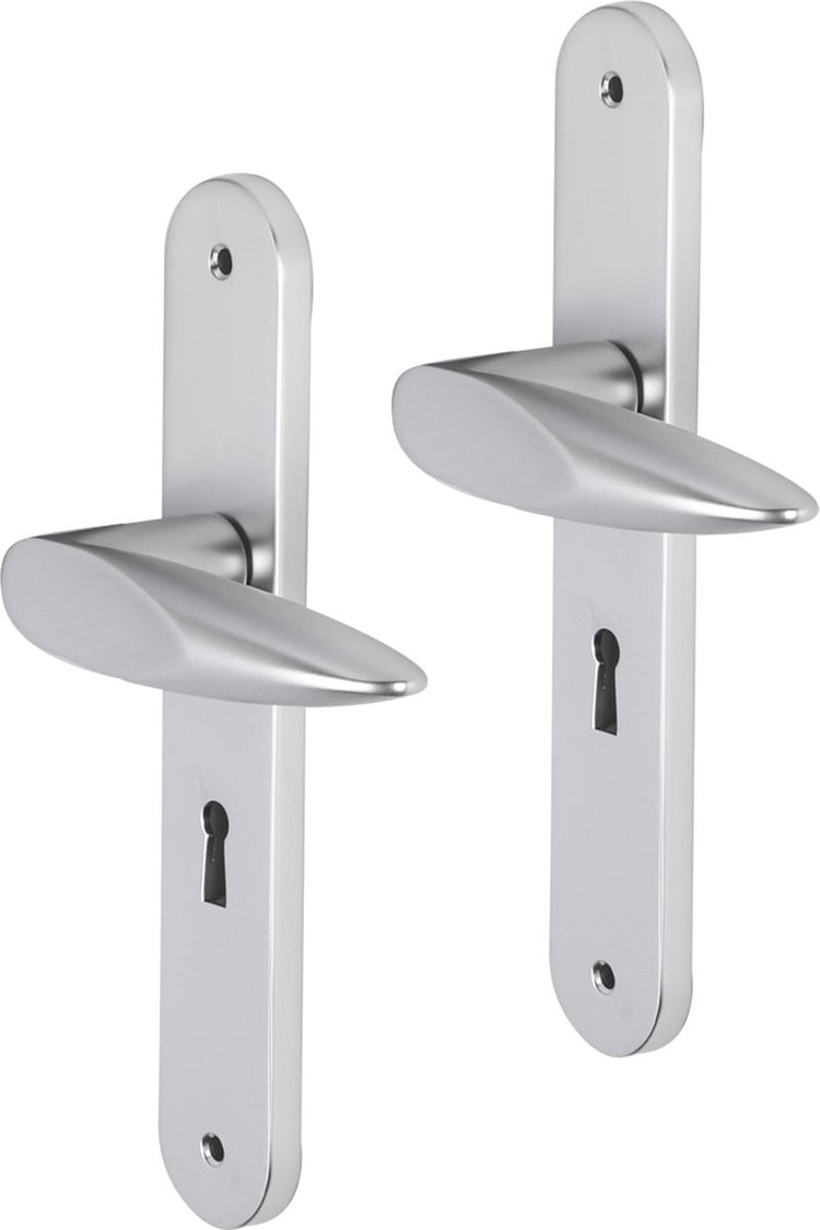 Poignée de porte Impresso - cambridge - pour l'intérieur - bouclier de porte ovale avec vis et trou de serrure - aluminium - 2 pièces