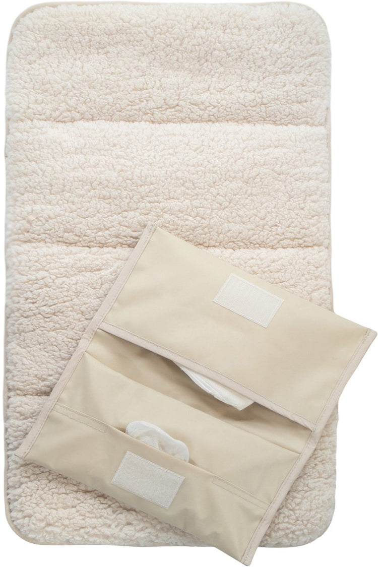Kipkep set à langer teddy - couleur biscuit - matelas à langer incl. étui à couches - lavable - soie hydrofuge - beige