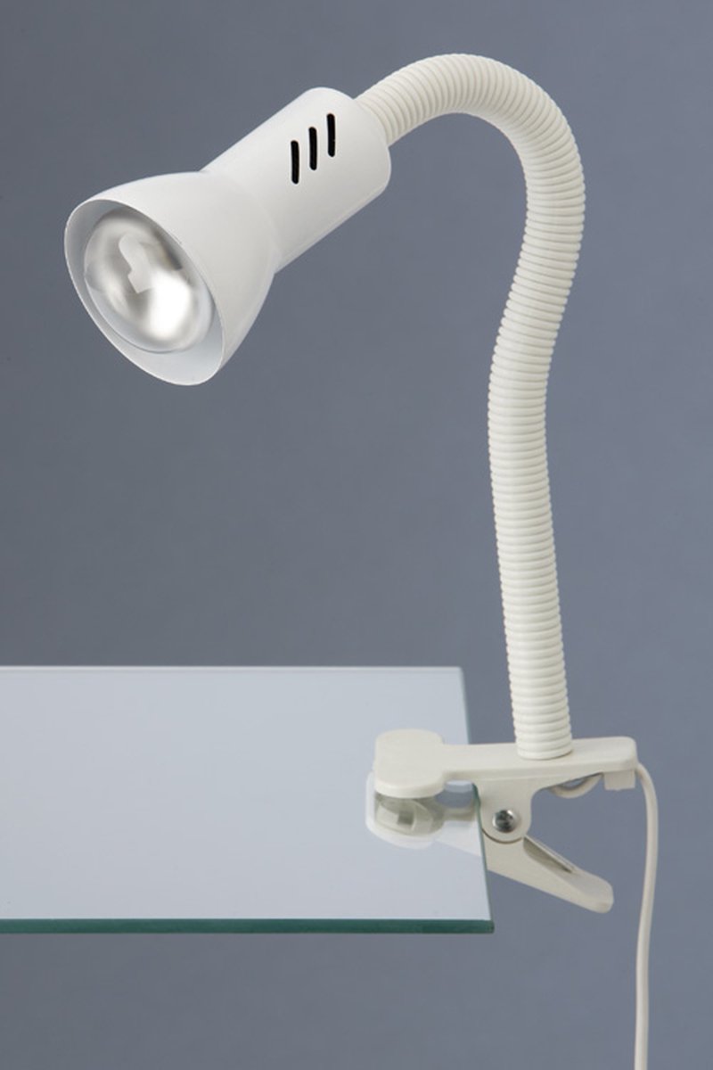 Briloner - lampe à pince - veilleuse avec bras flexible - lampe de bureau avec culot E14 - spot à pince blanc