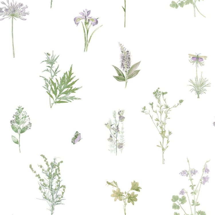 NOORDWAND NOORDWAND Fond d'écran Herbes et fleurs à feuilles persistantes blanches