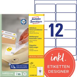 Étiquettes amovibles avery zweckform l4743rev-100 universelle blanche