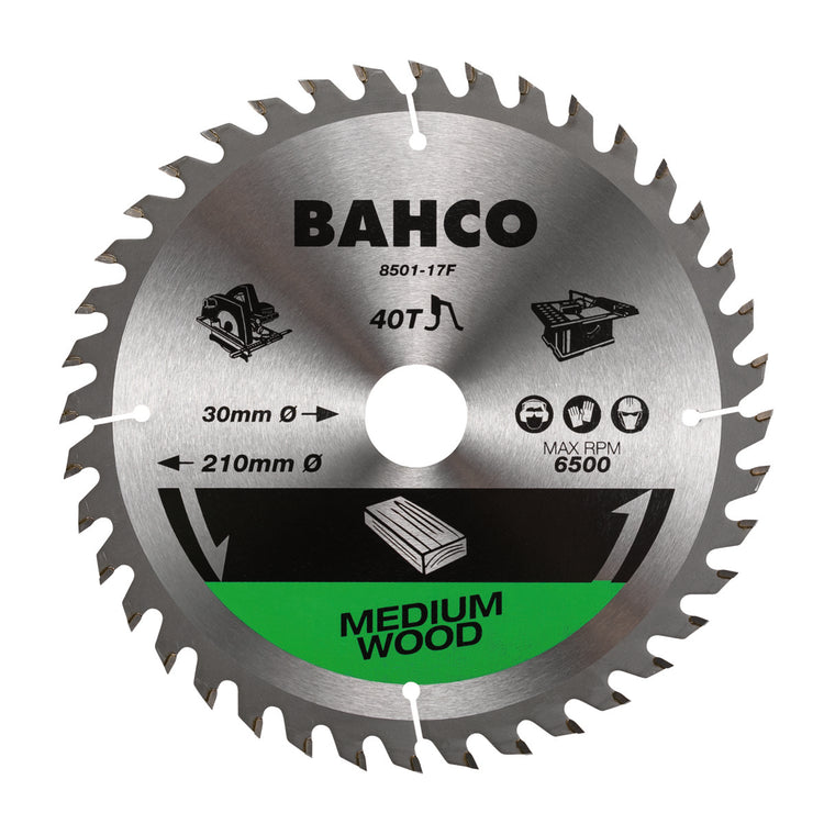 Lame de scie circulaire Bahco | dents en carbure | pour machines portatives | belles dents | pour le bois | 60 tpi | 30 mm x 190 mm - 8501-190-30-60xf