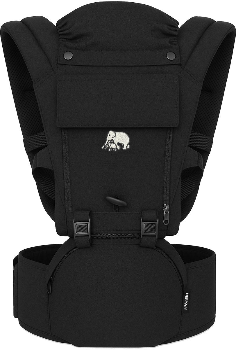 Deryan pack porte-bébé ergonomique - porte-bébé + compartiments de rangement - noir