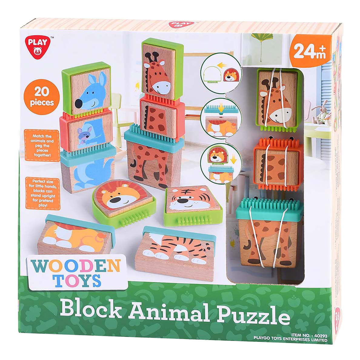Jouez aux animaux de puzzle en bois en bois, 20dlg.