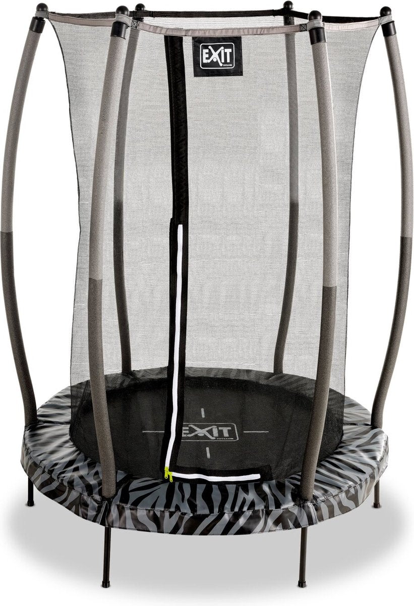 Exit toys exit trampoline tiggy ø140cm - avec filet de sécurité - rond - trampoline enfant - noir gris