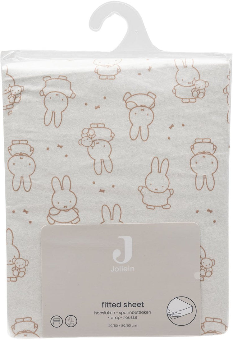 Jollein drap housse jersey 70 75x140 150cm miffy moments light terra