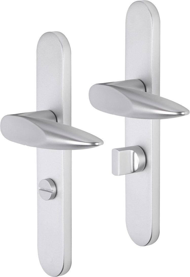 Poignée de porte Impresso - Sutton - pour l'intérieur - bouclier de porte ovale avec serrure de toilette - aluminium - 2 pièces