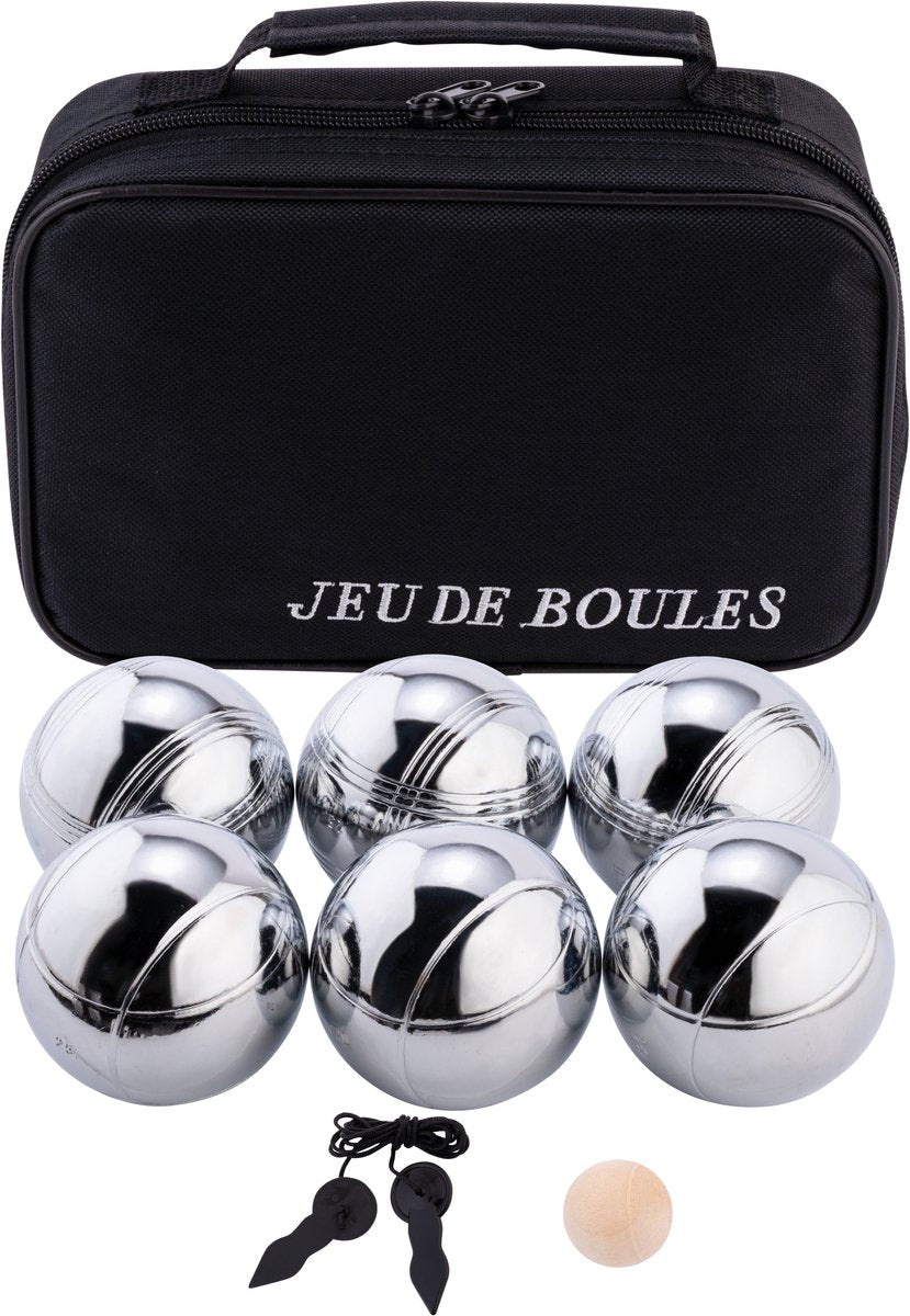 Jeu de boules en métal Engelhart - 6 boules dans un sac à fermeture éclair noir - pétanque - boules - boules en métal - convient à tout terrain de jeu de boules - longfield