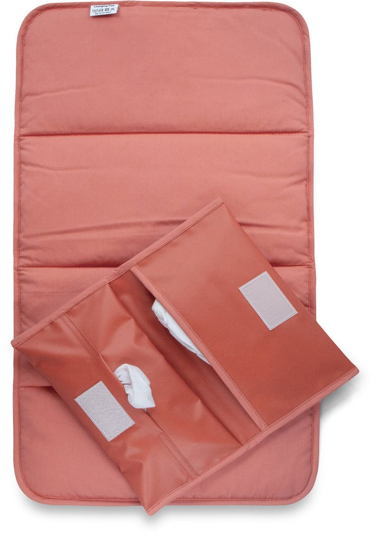Kipkep set à langer - sienne - matelas à langer et pochette à couches - imperméable - lavable - enduit - rose rouge