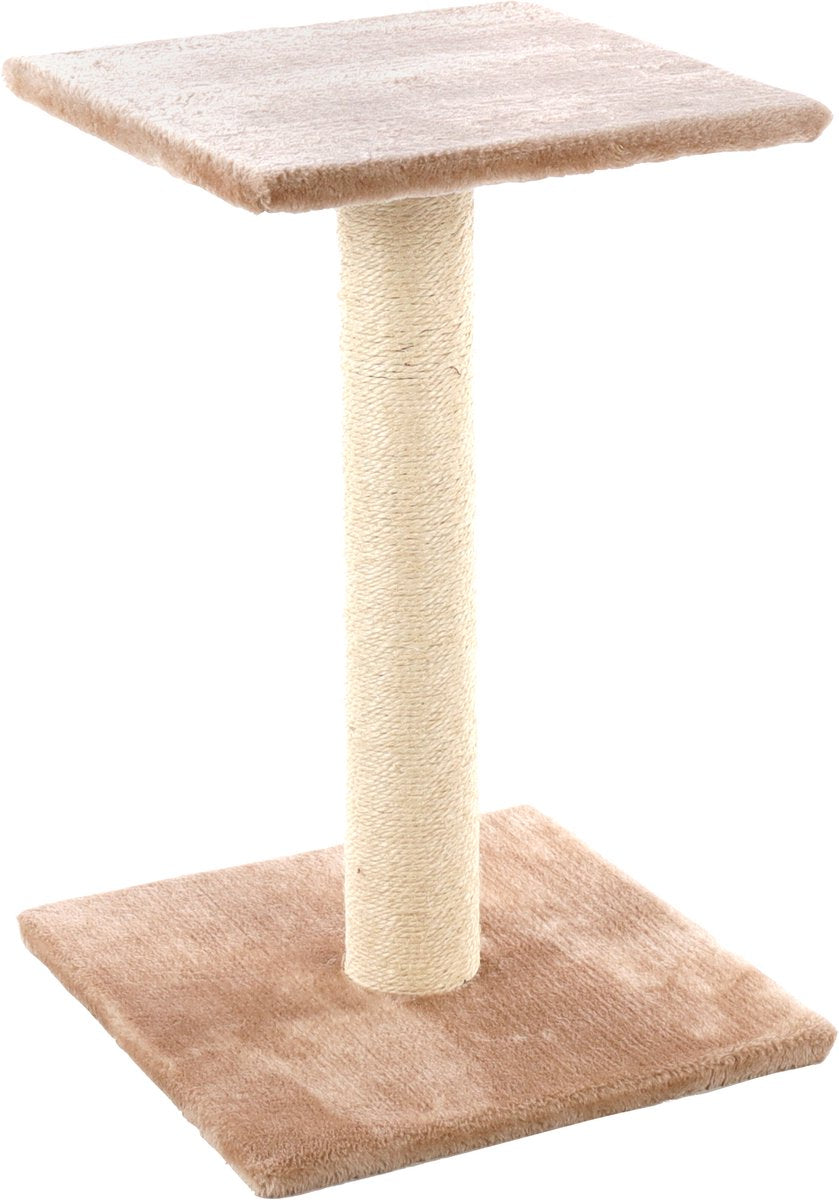 Arbre à chat Flamingo – scolette beige écru – 38 × 38 × 60 cm – arbre à chat en sisal – avec plateforme de couchage – peluche douce – pour chat