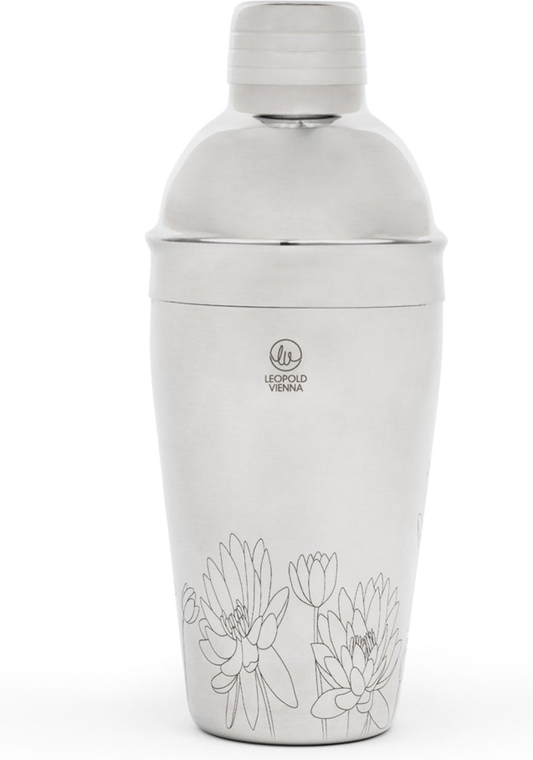 Leopold Vienne - shaker à cocktail 500ml fleurs en acier inoxydable - shake cup - avec gravure laser