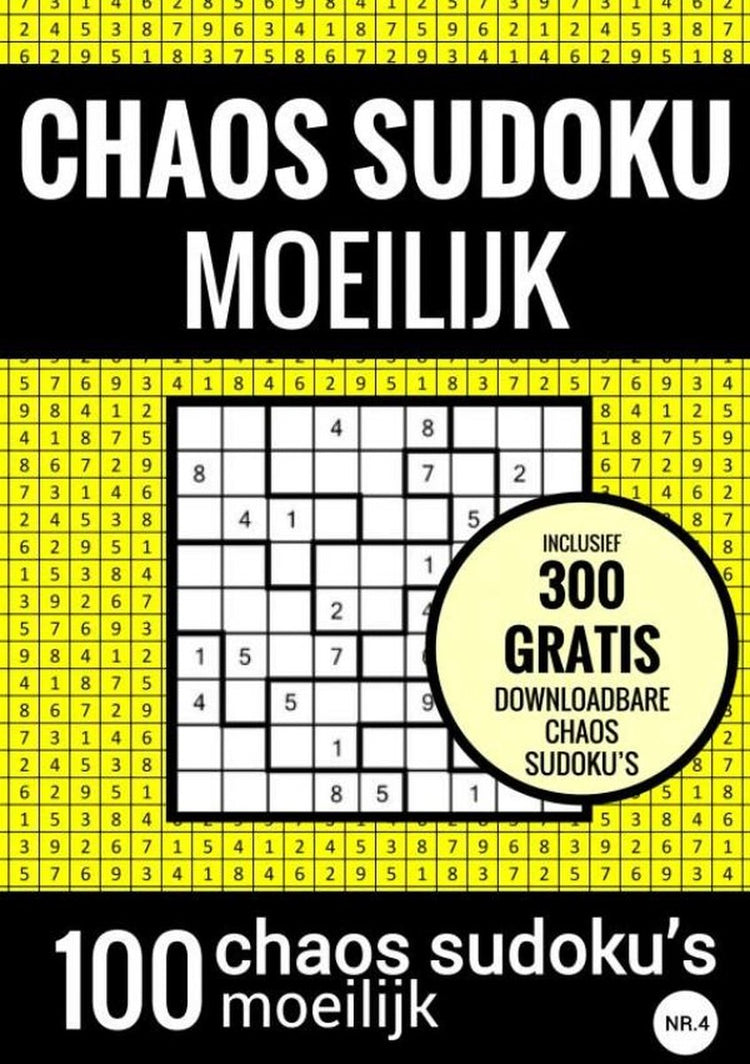 Choas sudoku sudoku difficile : chaos sudoku - non. 4 - livre de puzzles avec 100 puzzles difficiles pour adultes et personnes âgées