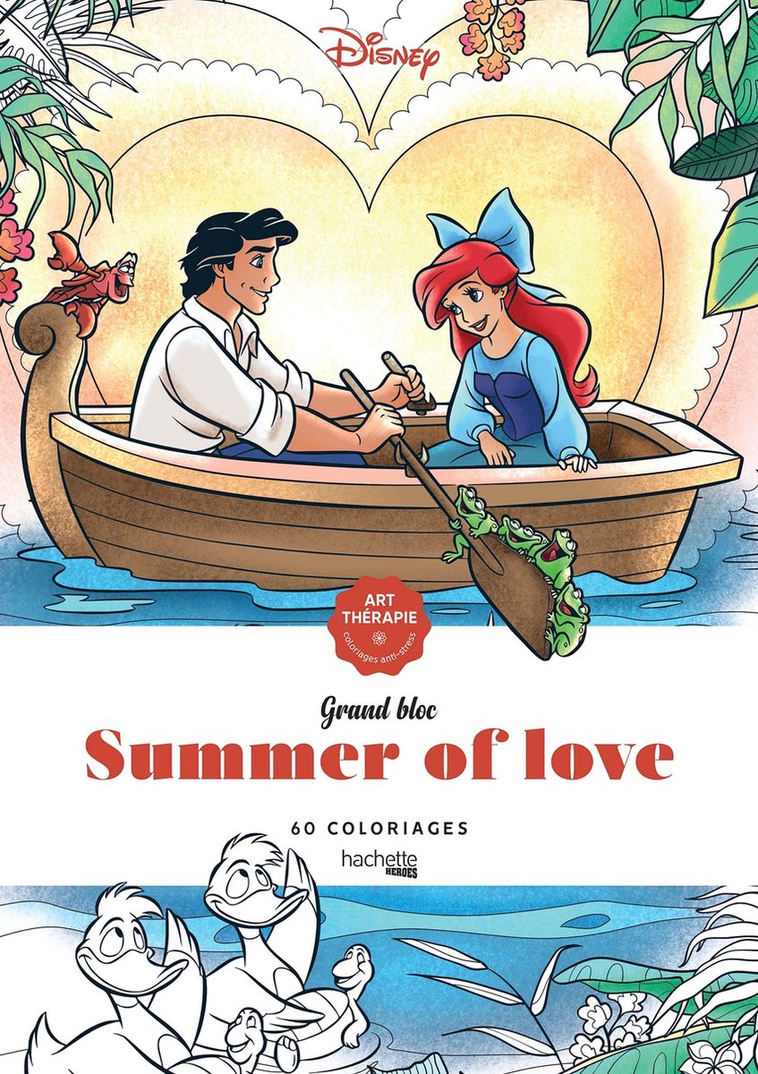 Hachette grand bloc disney - été de l'amour - livre de coloriage pour adultes