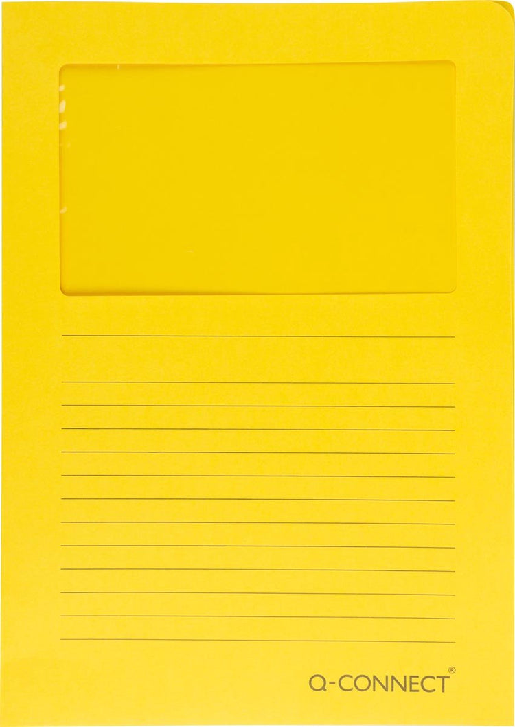 Q-connect l-map avec fenêtre | 120 g m² | a4 | paquet de 100 pièces | jaune