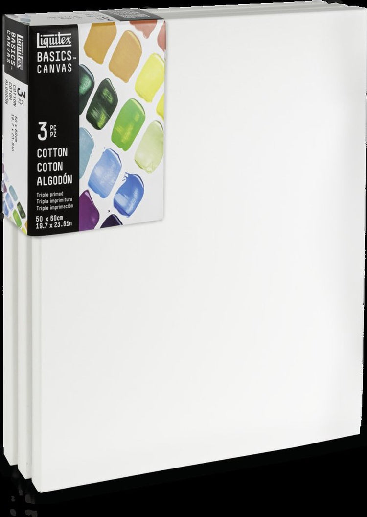 Liquitex 471050060 toile basics 50 x 60 cm – lot de 3 | Toile 100% coton env. 280 g m² | triple amorçage | pour peinture à l'huile acrylique