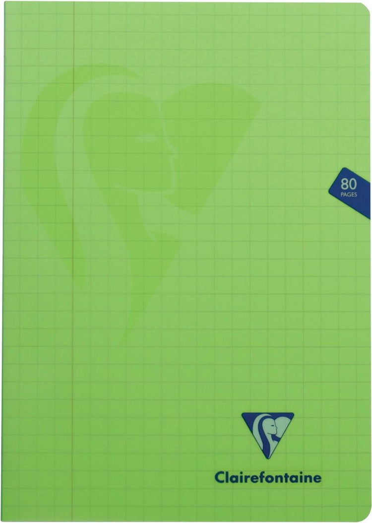 Clairefontaine cahier mimesys pour ft a4, 80 pages, couverture en pp, carreaux 10 mm, couleurs assorties 10 pièces