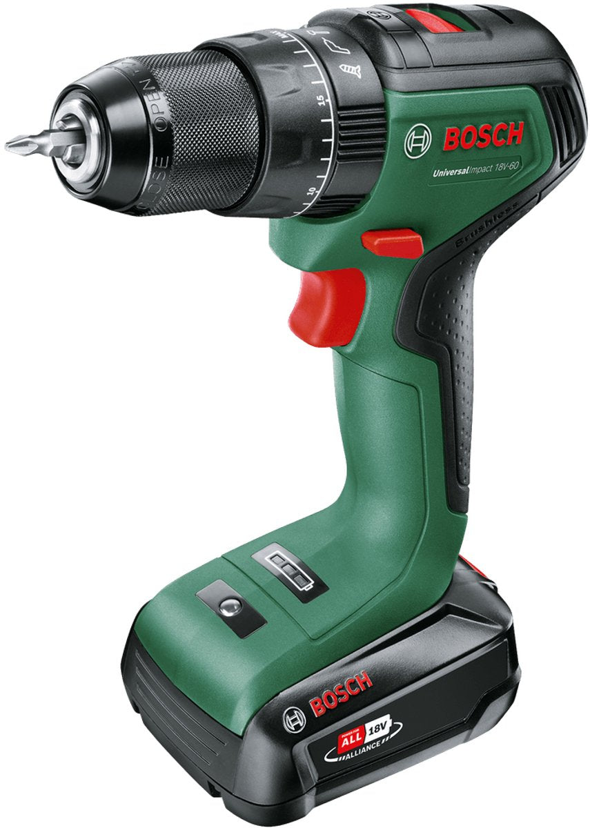 Bosch vert impact universel 18v-60 | Visseuse à percussion sans fil 18v (1x batterie 2,0ah + chargeur) - 06039d7101