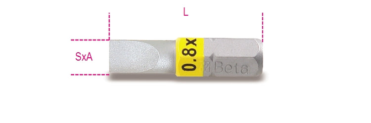Embout Beta 860lp pour vis à fente 0,5x3 couleur jaune