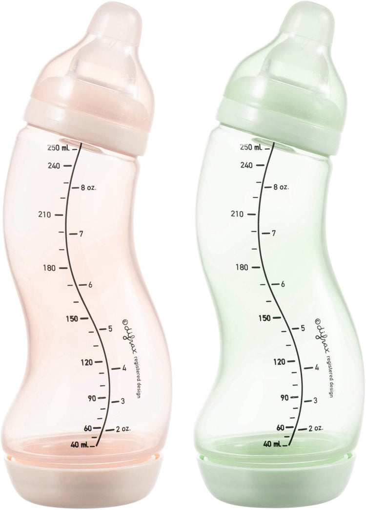 Biberon Difrax natural s - 250 ml - rose vert clair - 2 pièces - anti coliques