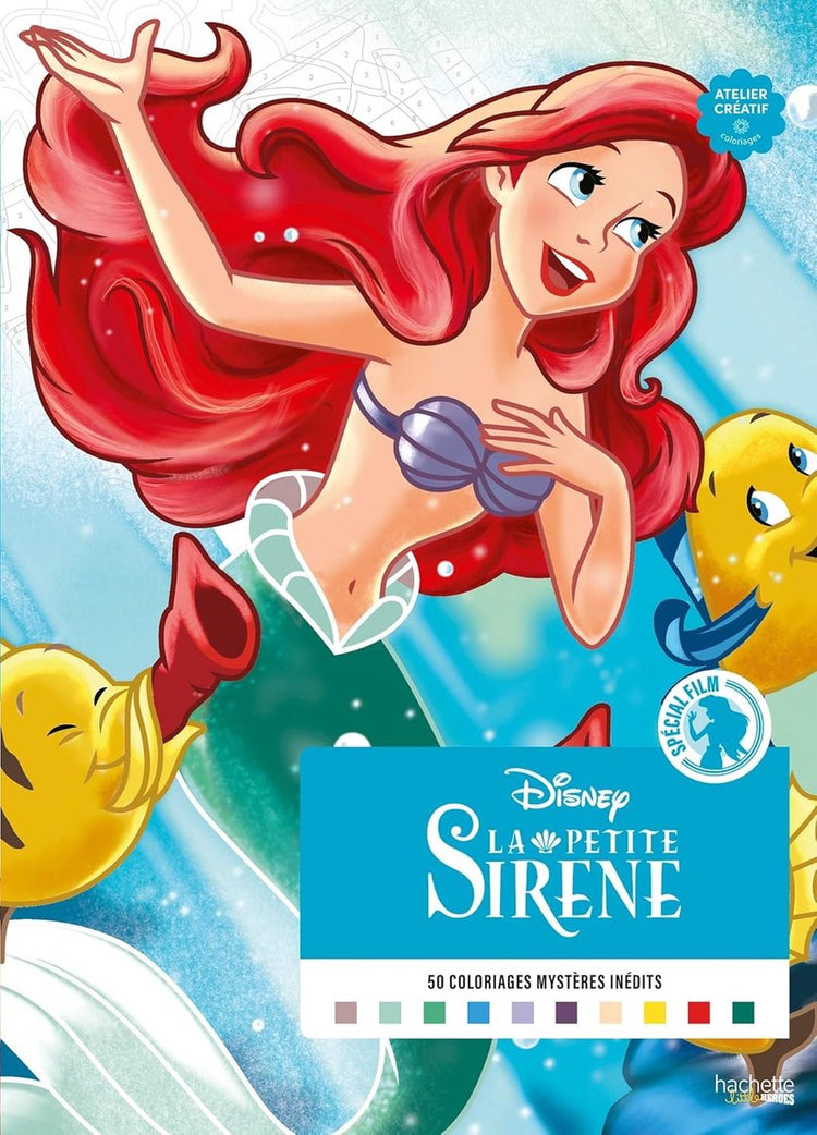Hachette héros 50 coloriages mystères inédits - disney la petite sirène - coloriage par numéro - hachette - livre de coloriage pour adultes et enfants