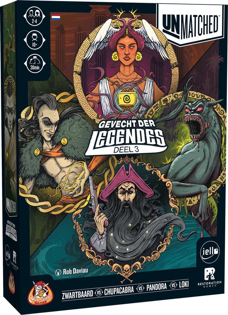 Jeux de gobelins blancs - inégalé : battle of legends 3 - jeu expert - 2 à 4 joueurs - 20 minutes - à partir de 10 ans - avec les héros : barbe noire, loki, chupacabra et pandora