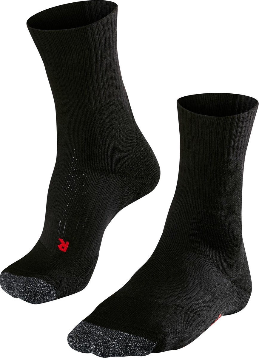 Falke te2 chaussettes de tennis en coton anti-ampoules en matériau fonctionnel hommes noir - taille 44-45