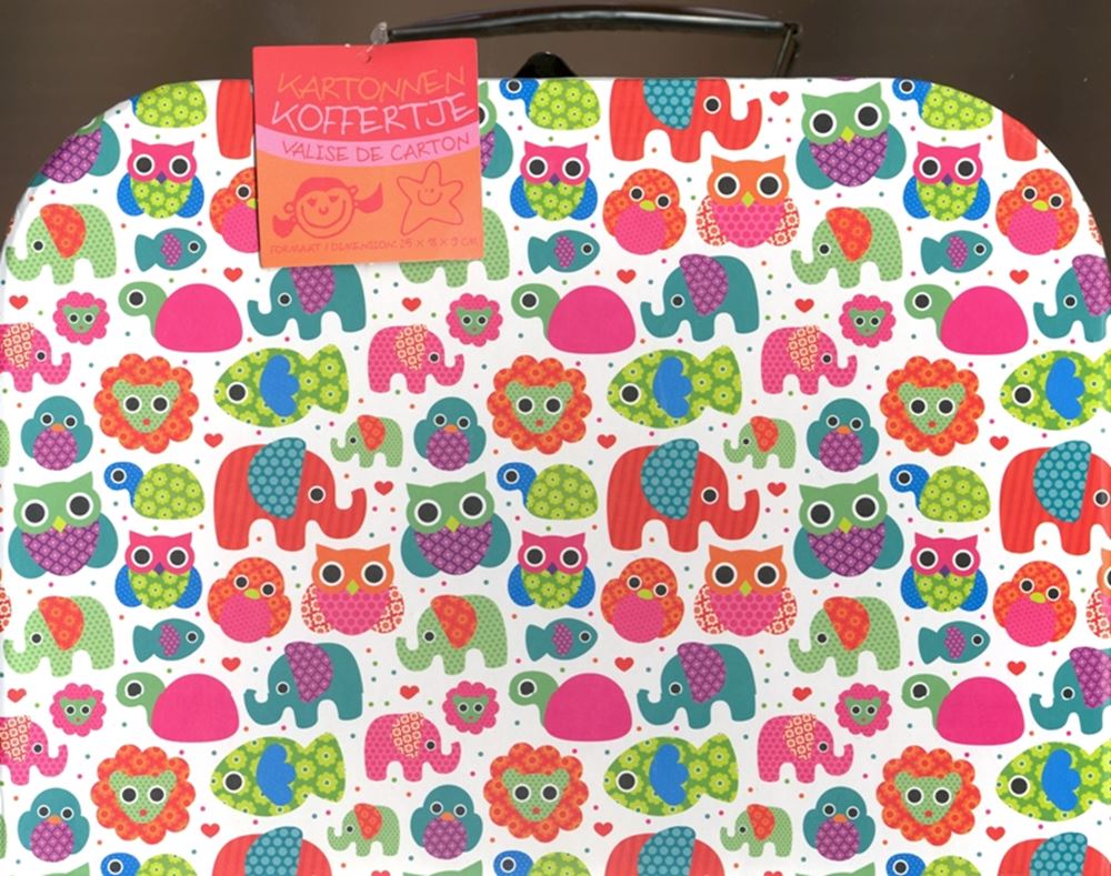 Mallette de rangement avec coeurs et motif animalier