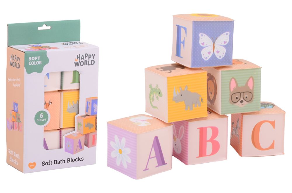 Happy World Soft Bath bloque les animaux et les lettres, 6dlg.