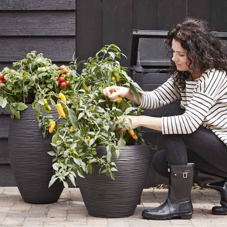 Capi Capi Flowerpot Nature Rib Taps 42x38 cm Black Kblr362