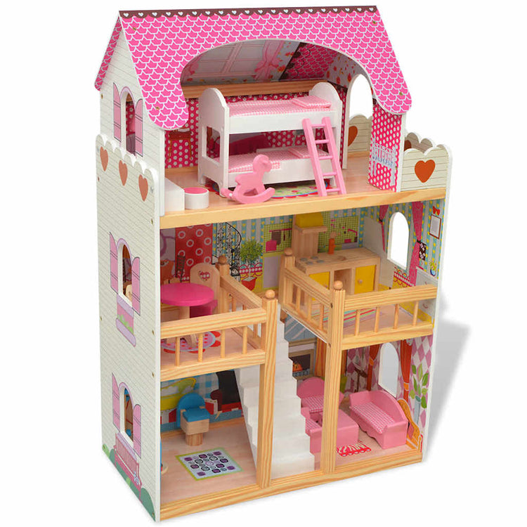 Vidaxl Poppenhuis 3 étages 60x30x90 cm bois