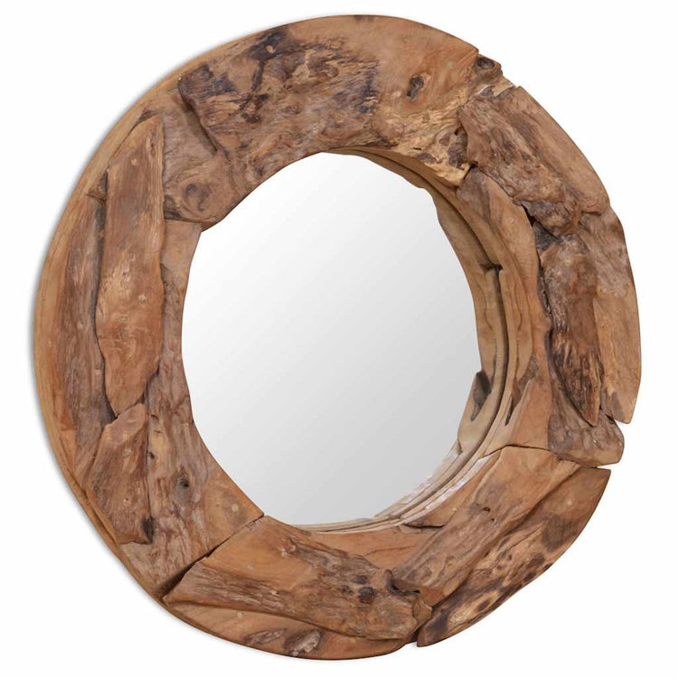 Miroir décoratif vidaxl autour de 60 cm de bois de teck
