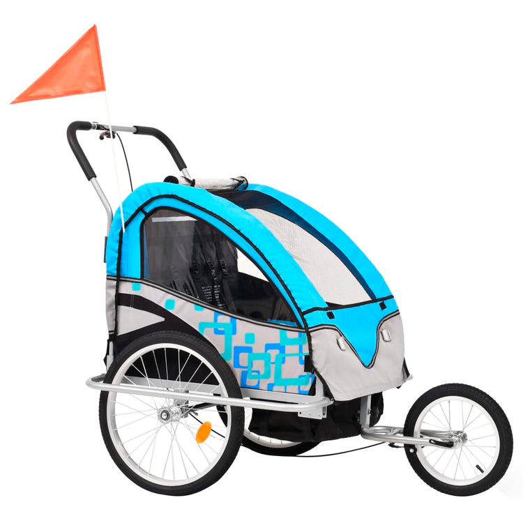 Vidaxl Bicycle Trailer et Pram 2-en-1 bleu et gris