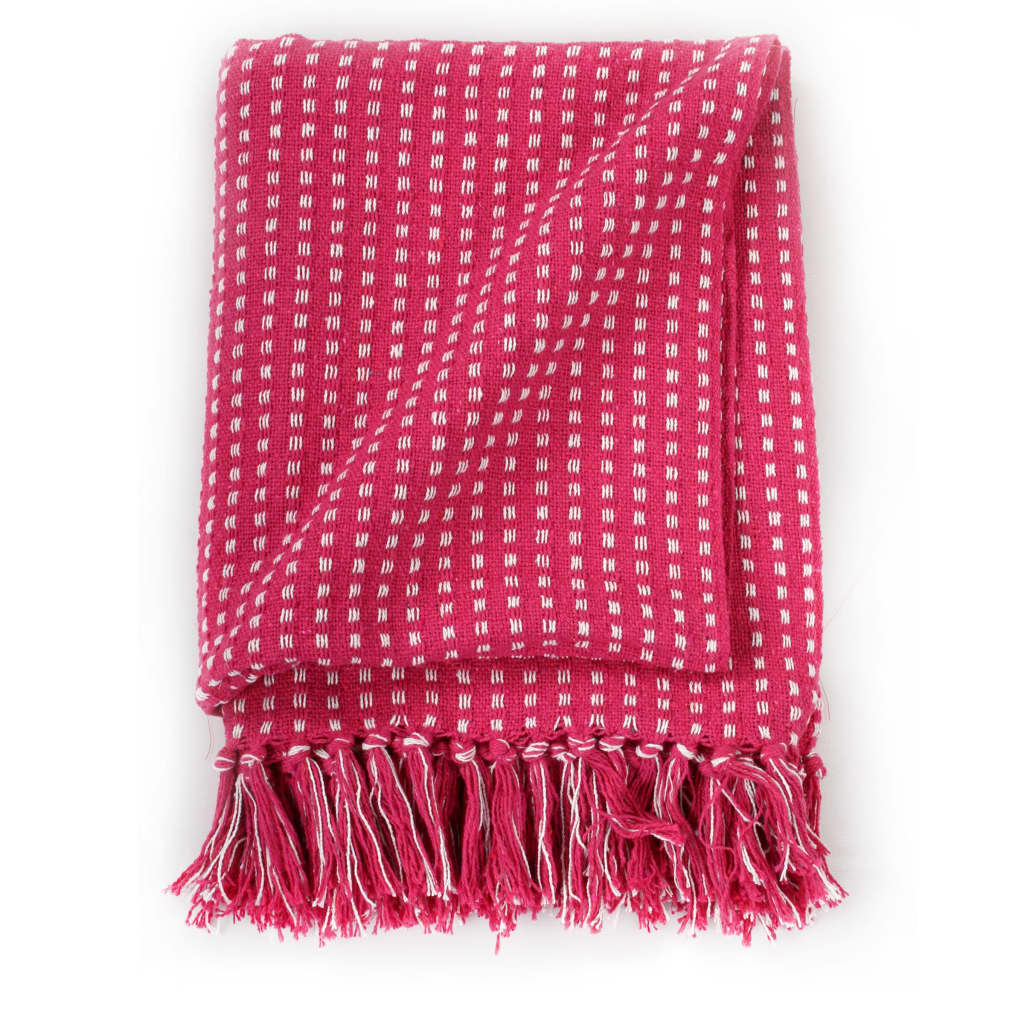 Vidaxl Plaid Squares 160x210 cm de coton rose