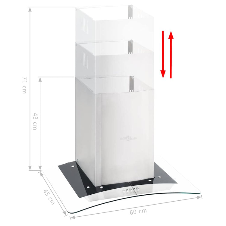 Hotte d'extracteur de paroi Vidaxl 756 m³ U LED 60 cm en acier inoxydable