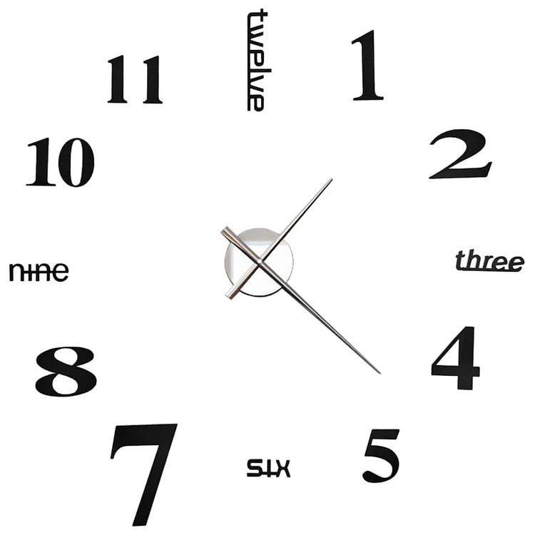 Vidaxl 3D Horloge murale 100 cm xxl noir moderne