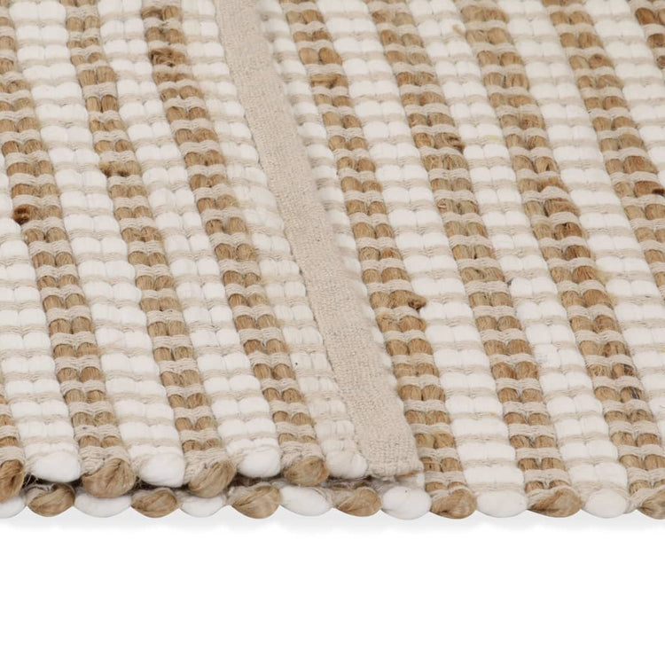 Vidaxl tapis 120x180 cm - Jute tissé à la main naturel et blanc