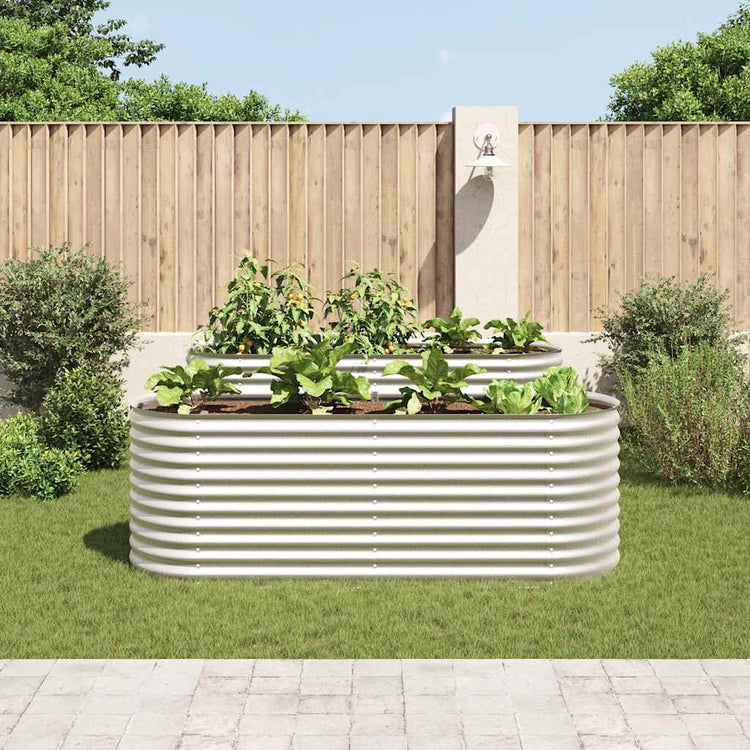Vidaxl Planter surélevé 240x80x81 cm en acier galvanisé en argent
