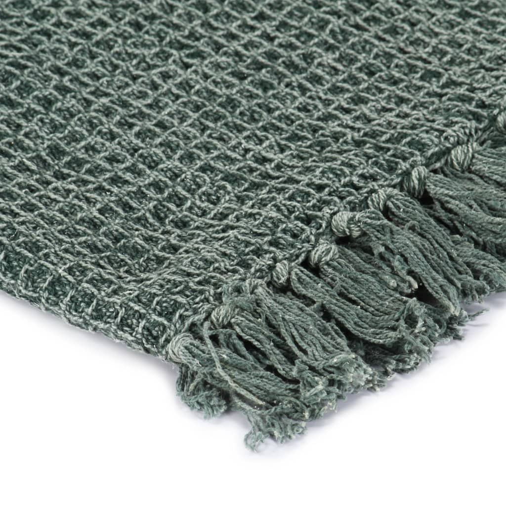 Vidaxl Plaid 125x150 cm Coton vert foncé