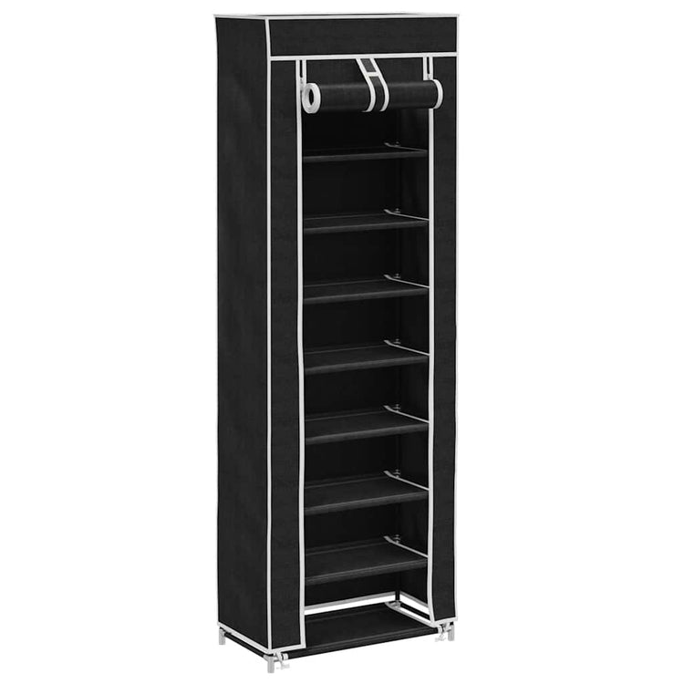 Armoire à chaussures vidaxl avec couvercle 57x29x162 tissu noir