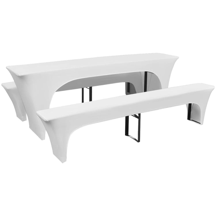 Études vidaxl pour table de bière et bancs étirement blanc 3 pièces 220 x 70 x 80 cm