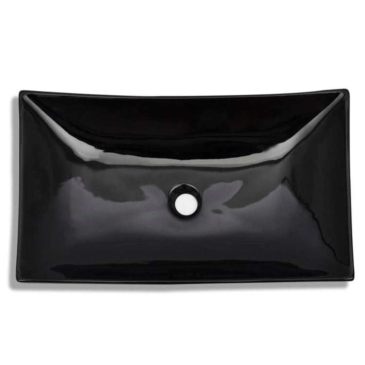 Vidaxl Washbasin, céramique, rectangulaire, noir