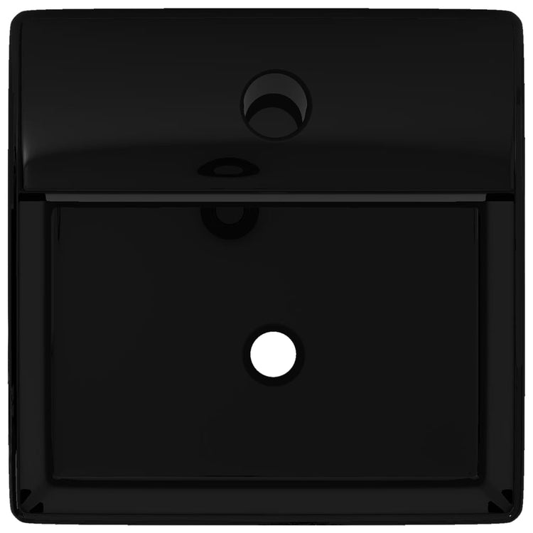 Vidaxl Washingin avec trou de grue Céramique carré noir