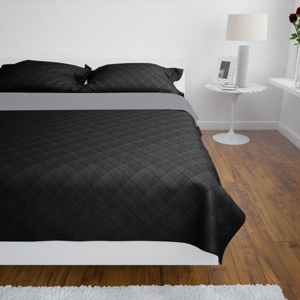 Vidaxl lit matelassé à double face 230x260 cm gris noir