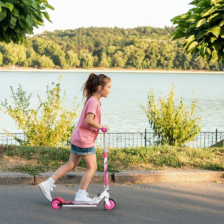 Xq max xq étape max pliable avec frein à pied rose et blanc
