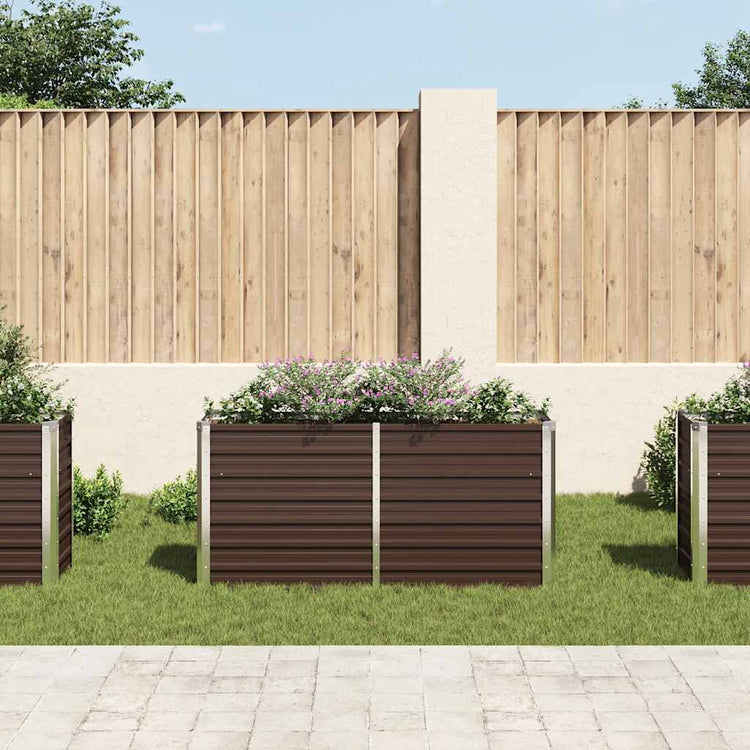 Vidaxl Planter surélevé 160x40x77 cm en acier galvanisé marron en acier